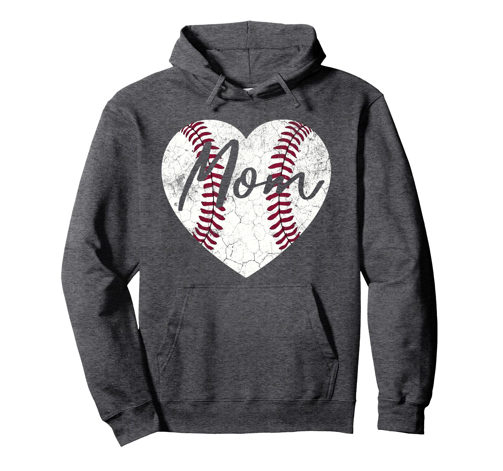 Baseball Softball Heart Mom Mothers Hoodie - Fun Novelty Design Men Women - T-Shirt, Sweatshirt, Hoodie