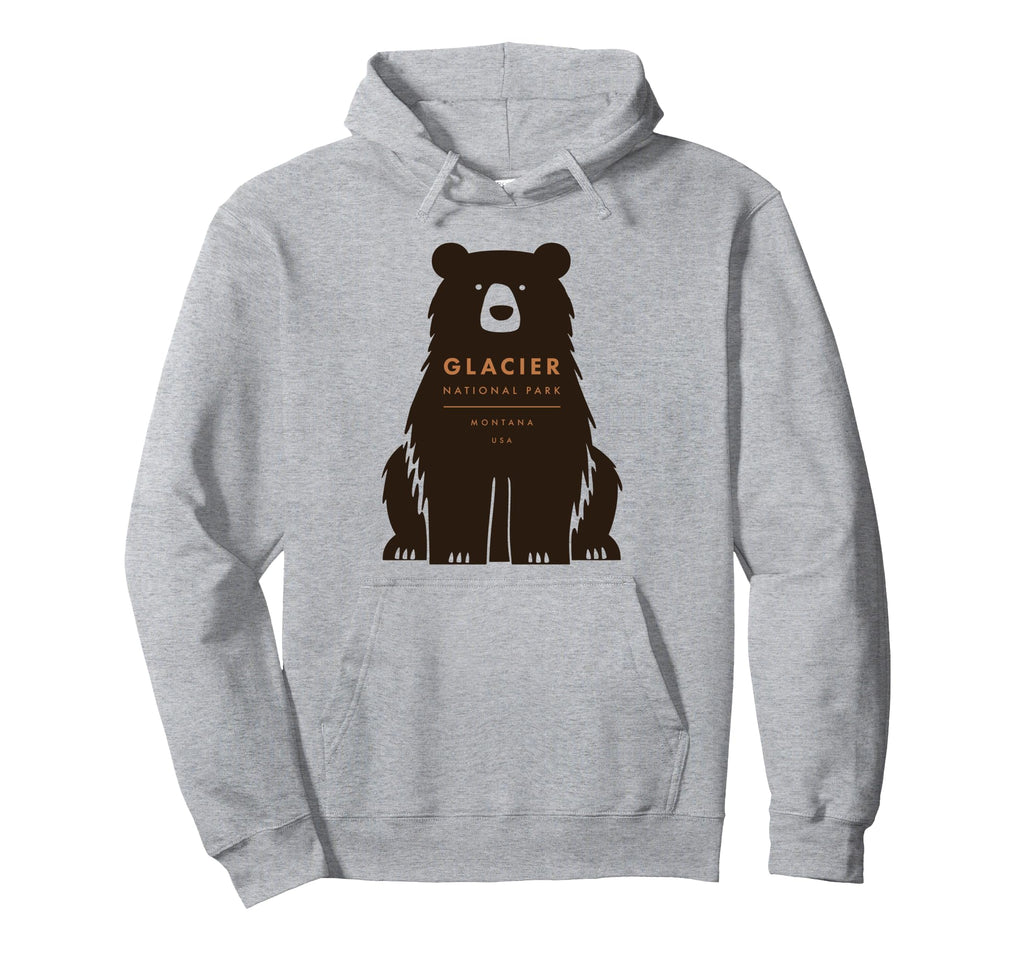 Glacier National Park Montana Bear Hoodie - Custom Art Print for Adults - T-Shirt, Sweatshirt, Hoodie
