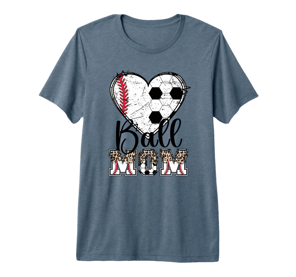 Ball Mom Heart Soccer Baseball Mom Tri T-Shirt - Novelty Apparel Men Women - T-Shirt, Sweatshirt, Hoodie