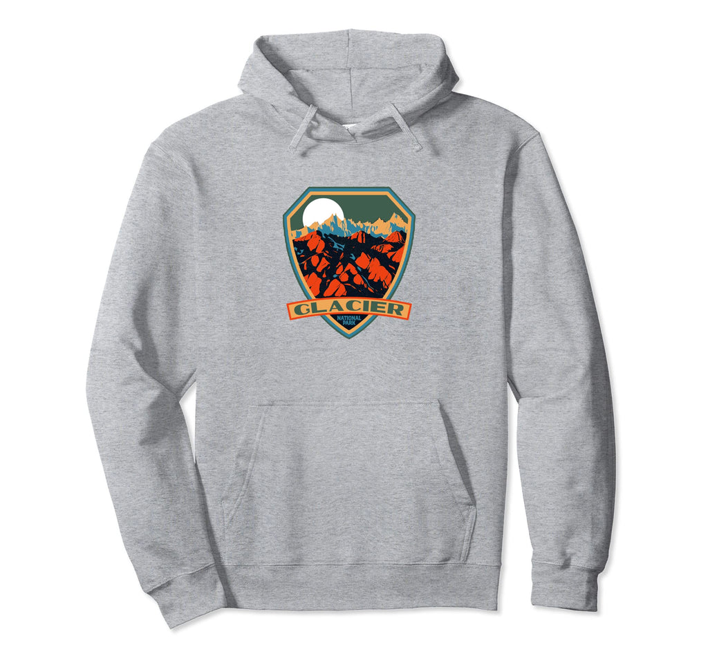 Glacier National Park Wpa Badge Hoodie - Trendy Graphic for Adults - T-Shirt, Sweatshirt, Hoodie
