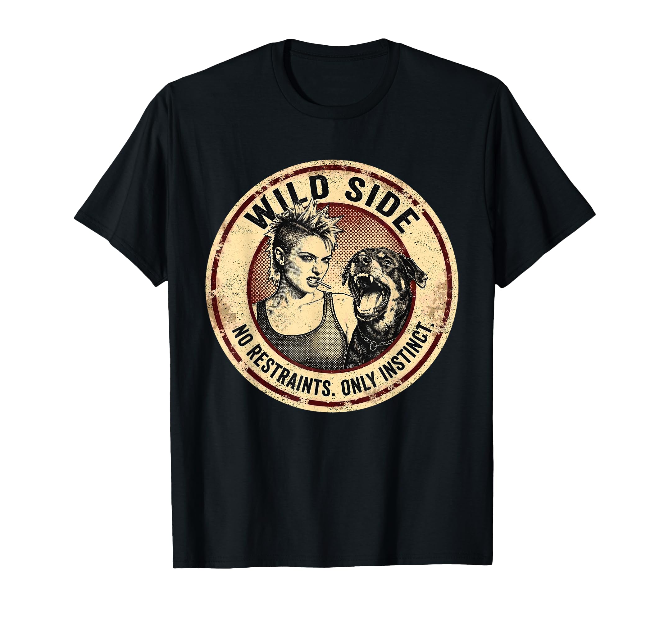 Punk And Dog 90S Grunge Badge Patch T-Shirt - Minimalist Print Unisex - T-Shirt, Sweatshirt, Hoodie