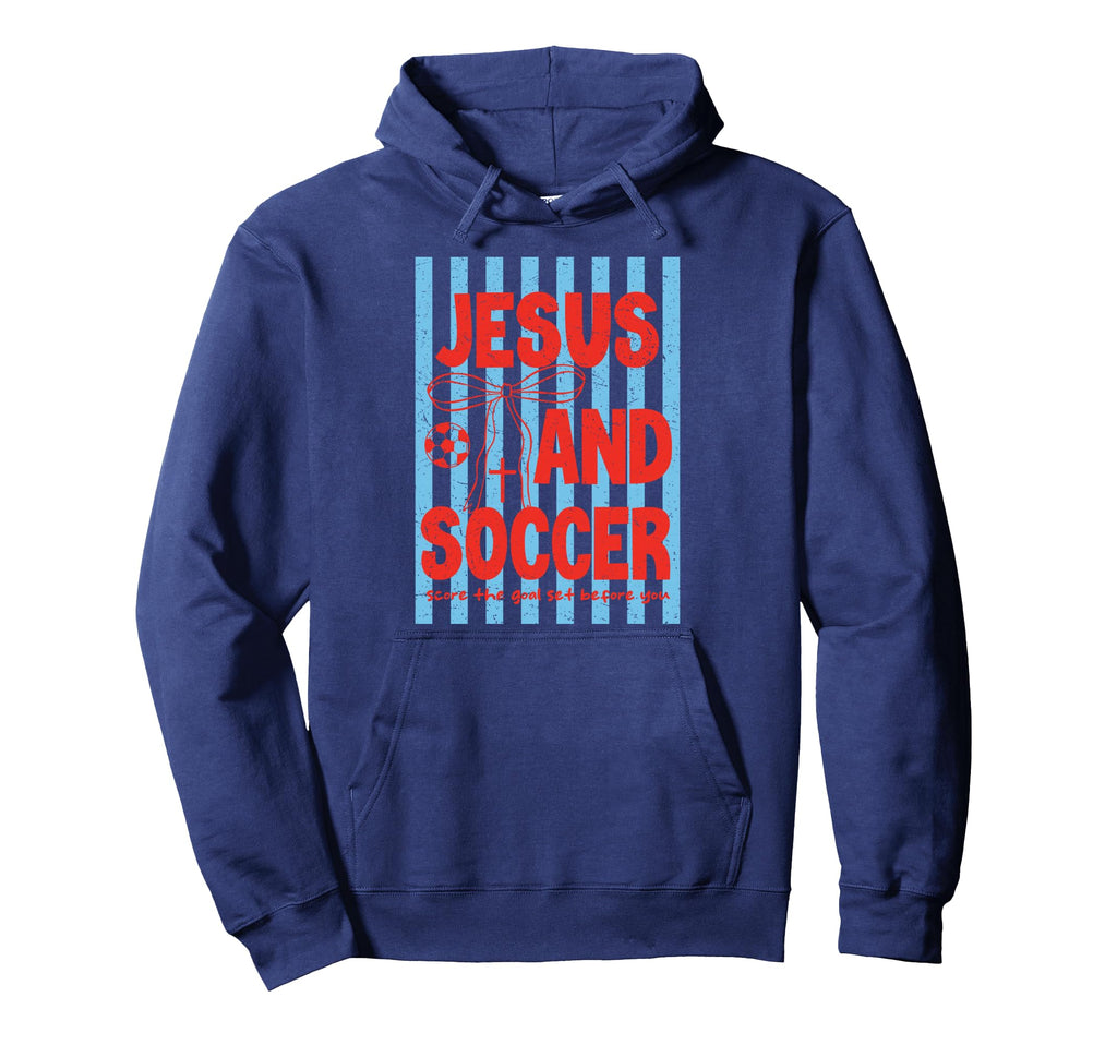 Preepy Jesus And Soccer Reglious Hoodie - Graphic Print Unisex - T-Shirt, Sweatshirt, Hoodie
