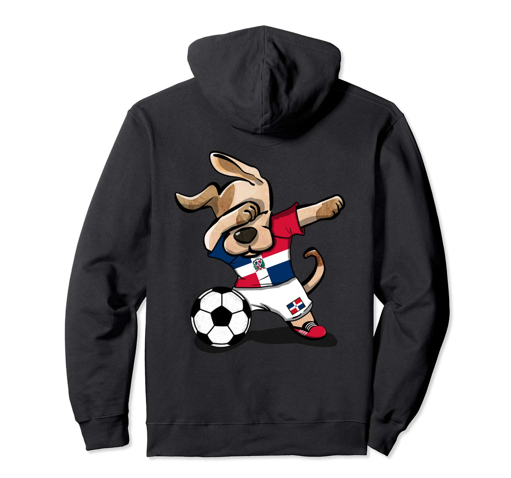 Dabbing Dog Dominican Republic Soccer Hoodie - Trendy Graphic Unisex - T-Shirt, Sweatshirt, Hoodie