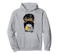 Mom Life Messy Bun Curly Hair Softball Hoodie - Unique Graphic Men Women - T-Shirt, Sweatshirt, Hoodie