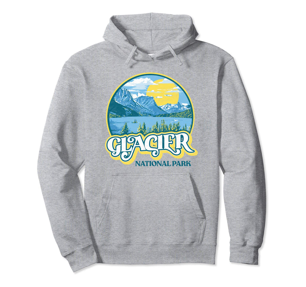 Glacier National Park Montana 80S Hoodie - Aesthetic Graphic for Adults - T-Shirt, Sweatshirt, Hoodie