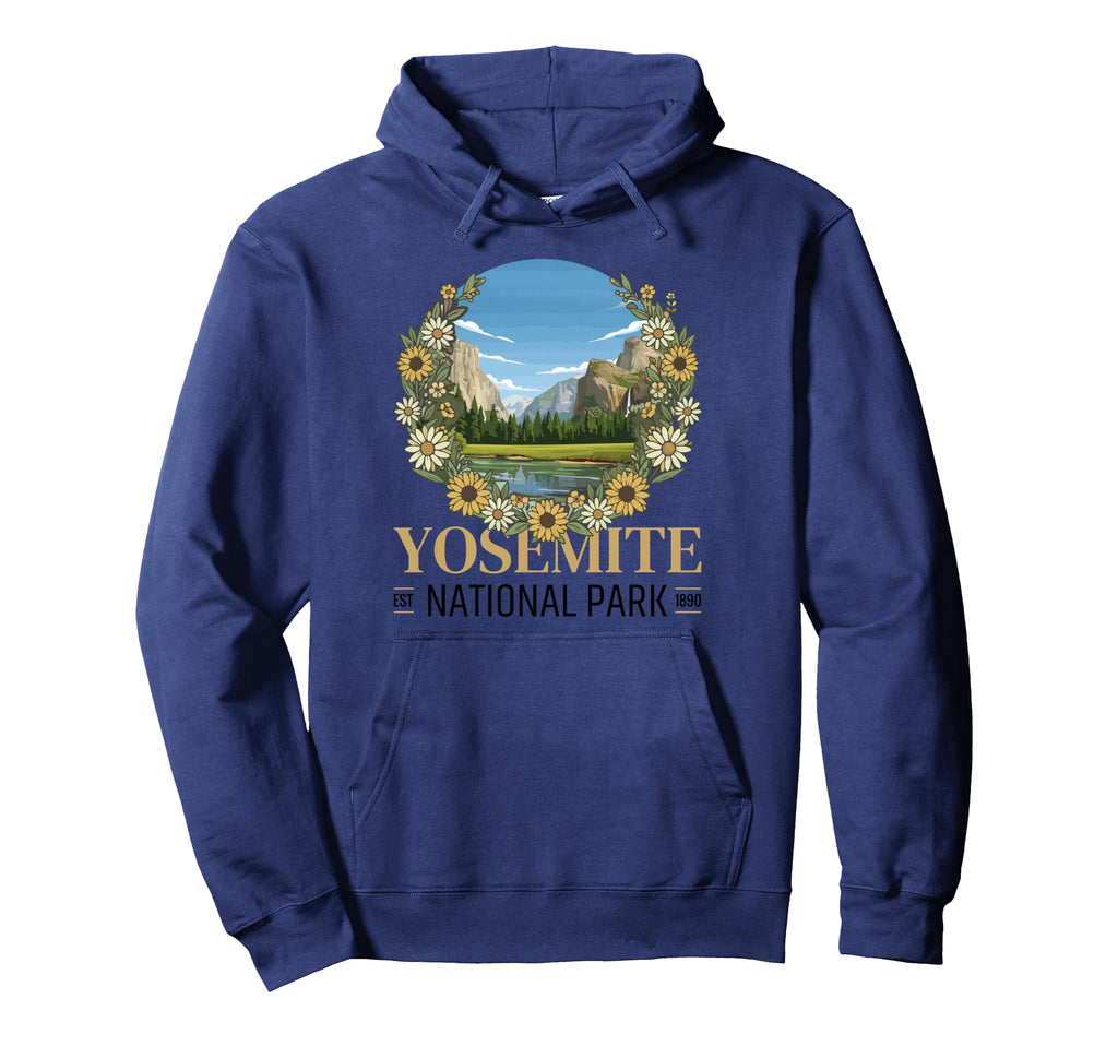 Yosemite National Park Floral California Hoodie - Unique Graphic Unisex - T-Shirt, Sweatshirt, Hoodie
