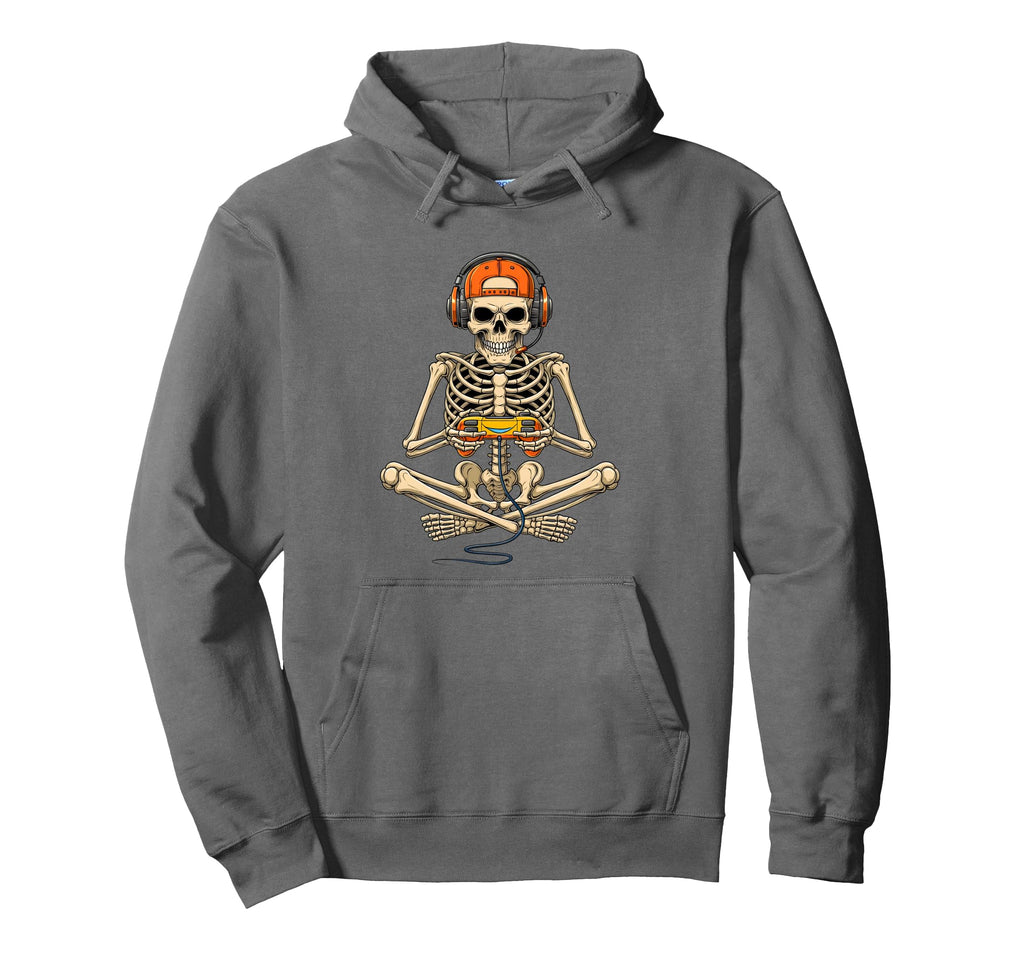 Halloween Skeleton Gamer Video Gaming Hoodie - Minimalist Print Men Women - T-Shirt, Sweatshirt, Hoodie