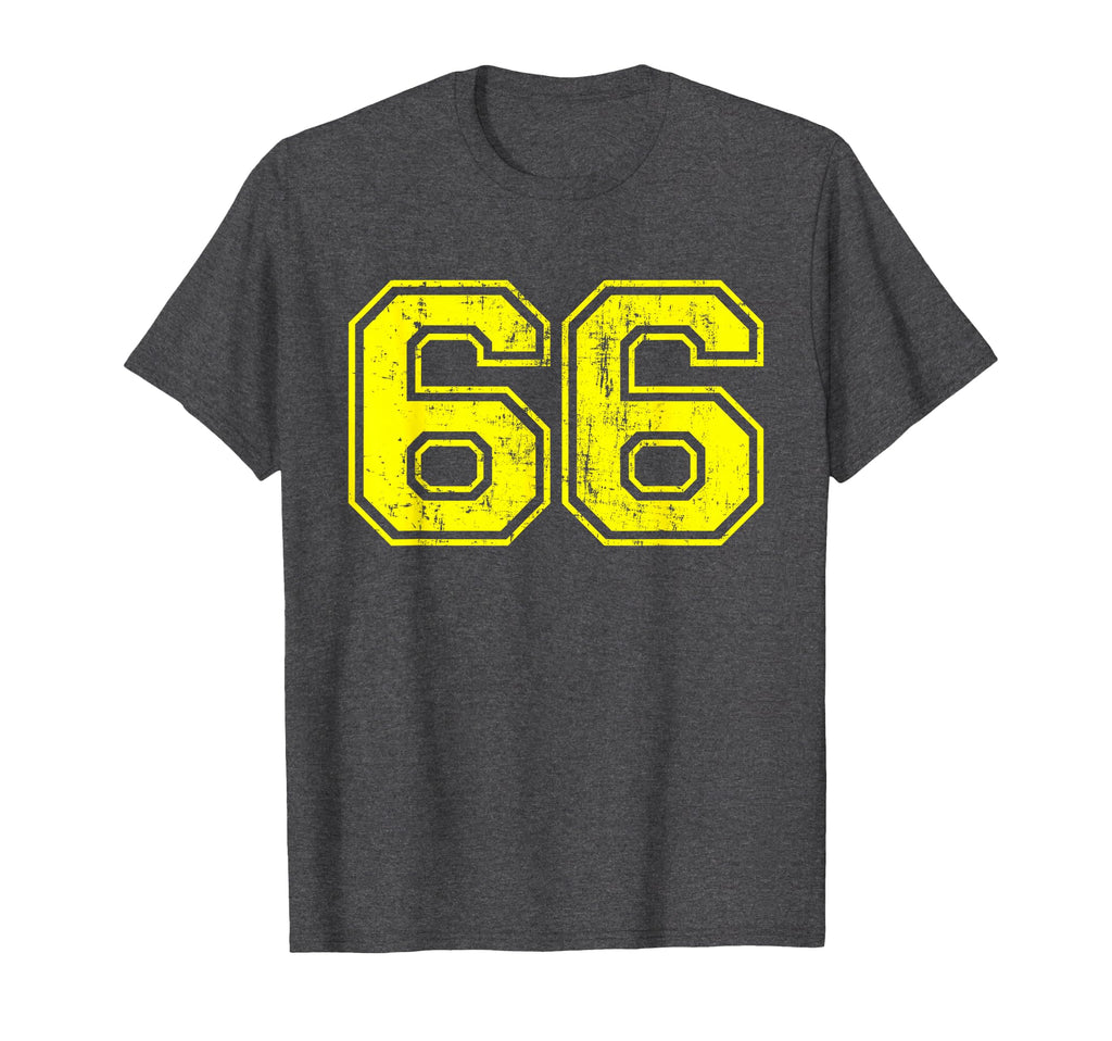 Number 66 Varsity Distressed Sport Team T-Shirt - Aesthetic Graphic Unisex - T-Shirt, Sweatshirt, Hoodie