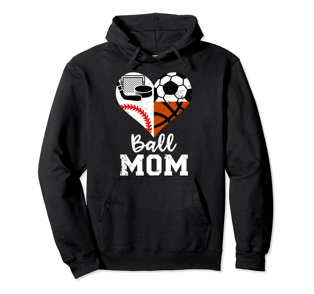 Ball Mom Funny Soccer Baseball Hoodie - Aesthetic Graphic Unisex - T-Shirt, Sweatshirt, Hoodie