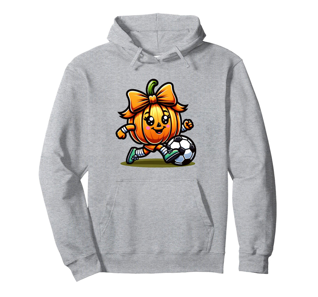 Halloween Soccer Coquette Bow Pumpkin Hoodie - Graphic Print Men Women - T-Shirt, Sweatshirt, Hoodie