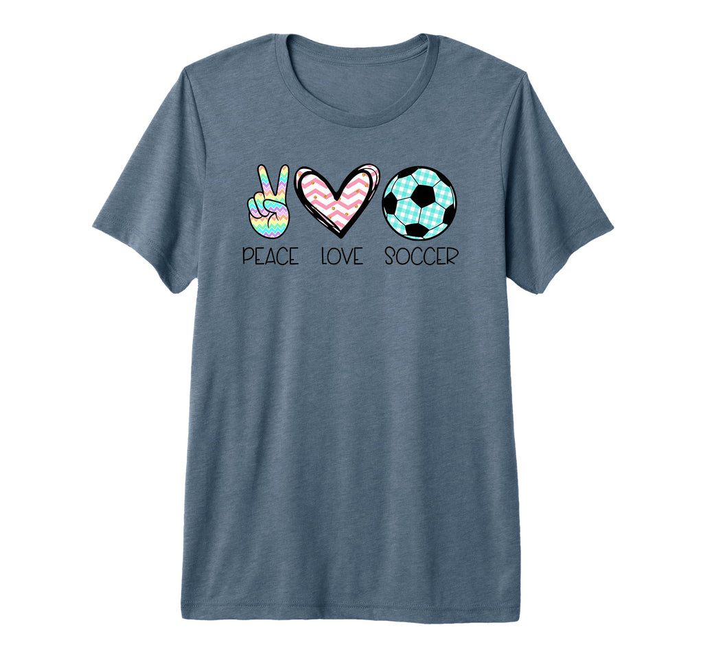 Peace Love Soccer Teen Tri Blend T-Shirt - Custom Art Print Unisex - T-Shirt, Sweatshirt, Hoodie