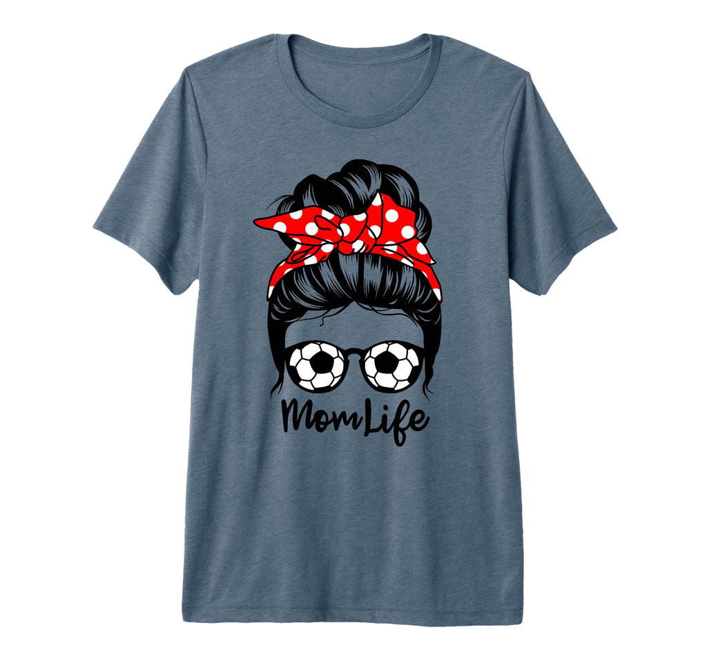 Mom Life Messy Bun Hair Funny Soccer T-Shirt - Aesthetic Graphic Men Women - T-Shirt, Sweatshirt, Hoodie