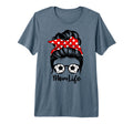 Mom Life Messy Bun Hair Funny Soccer T-Shirt - Aesthetic Graphic Men Women - T-Shirt, Sweatshirt, Hoodie