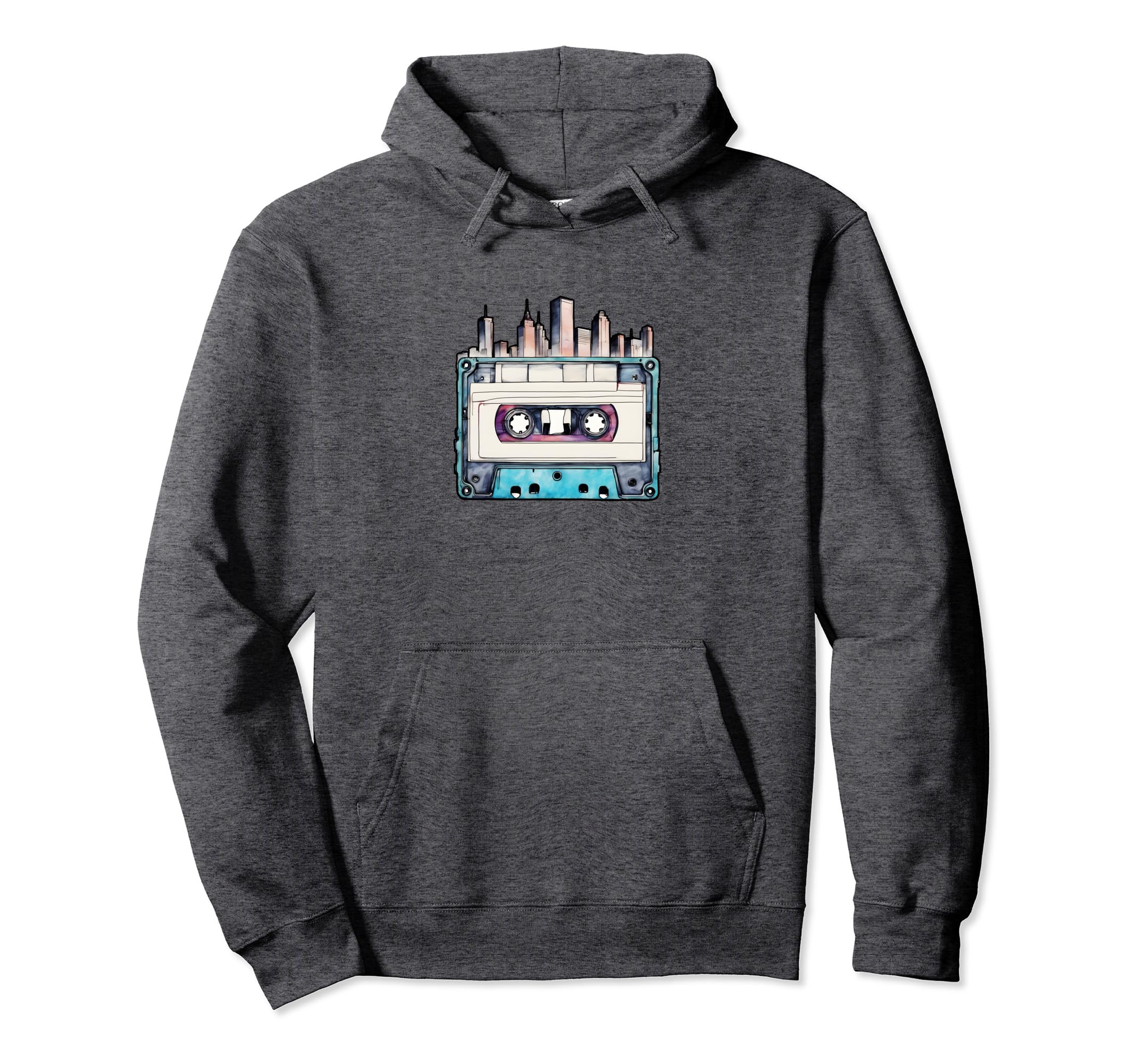 Cassette Tape Skyline Skyscraper 80S Hoodie - Graphic Print for Adults - T-Shirt, Sweatshirt, Hoodie