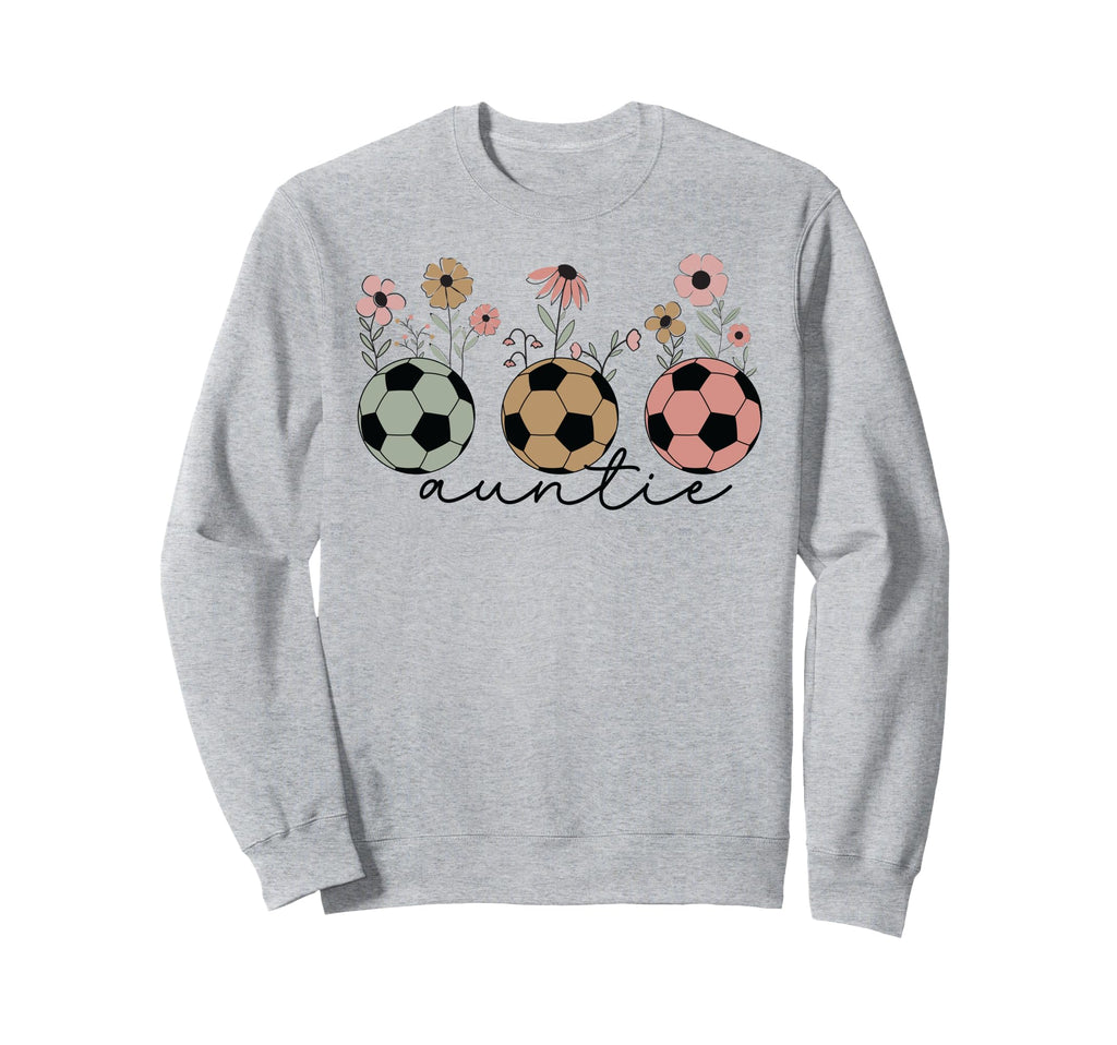 Soccer Auntie Aunt Wildflower Floral Sweatshirt - Aesthetic Graphic Unisex - T-Shirt, Sweatshirt, Hoodie