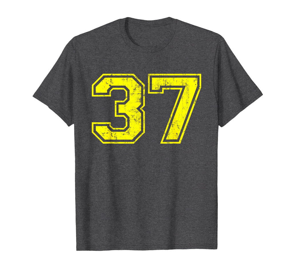 Number 37 Varsity Distressed Sport Team T-Shirt - Aesthetic Graphic Unisex - T-Shirt, Sweatshirt, Hoodie