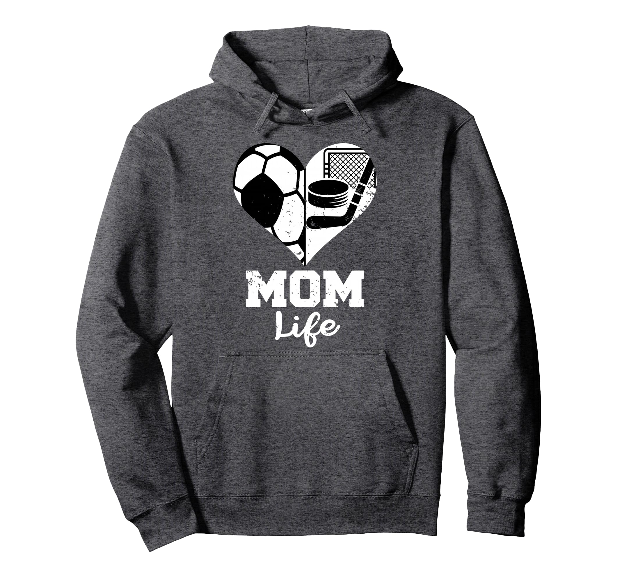 Mom Life Heart Funny Soccer Hockey Mom Hoodie - Fun Novelty Design Unisex - T-Shirt, Sweatshirt, Hoodie