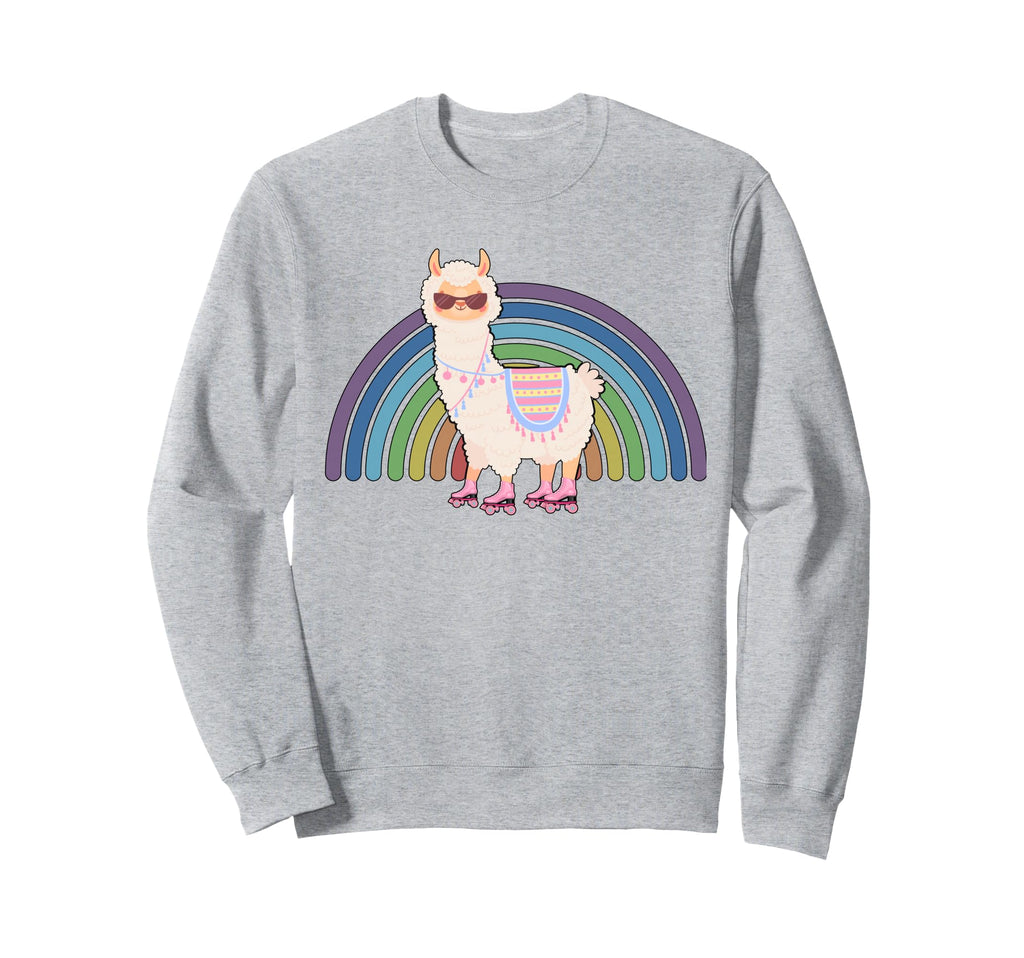 Llama Roller Skate Funny 70S 80S Sweatshirt - Aesthetic Graphic Unisex - T-Shirt, Sweatshirt, Hoodie