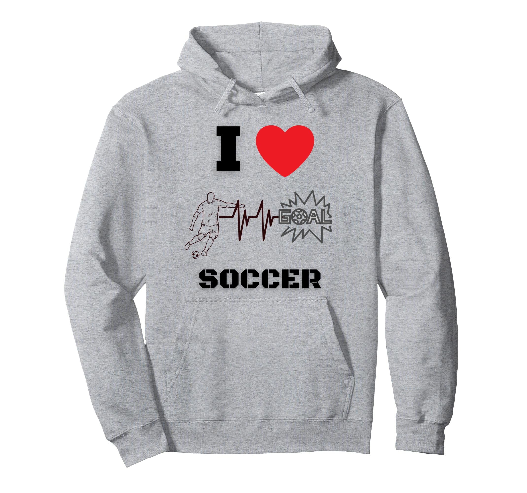 I Love Soccer Heartbeat Ekg Heart Hoodie - Unique Graphic Men Women - T-Shirt, Sweatshirt, Hoodie