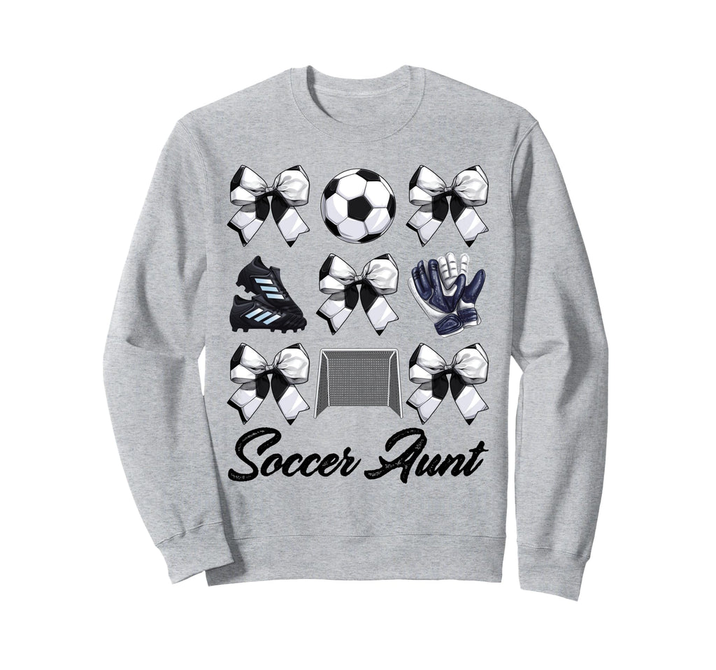 Soccer Aunt Bow Soccer Mom Mommy Sweatshirt - Aesthetic Graphic for Adults - T-Shirt, Sweatshirt, Hoodie