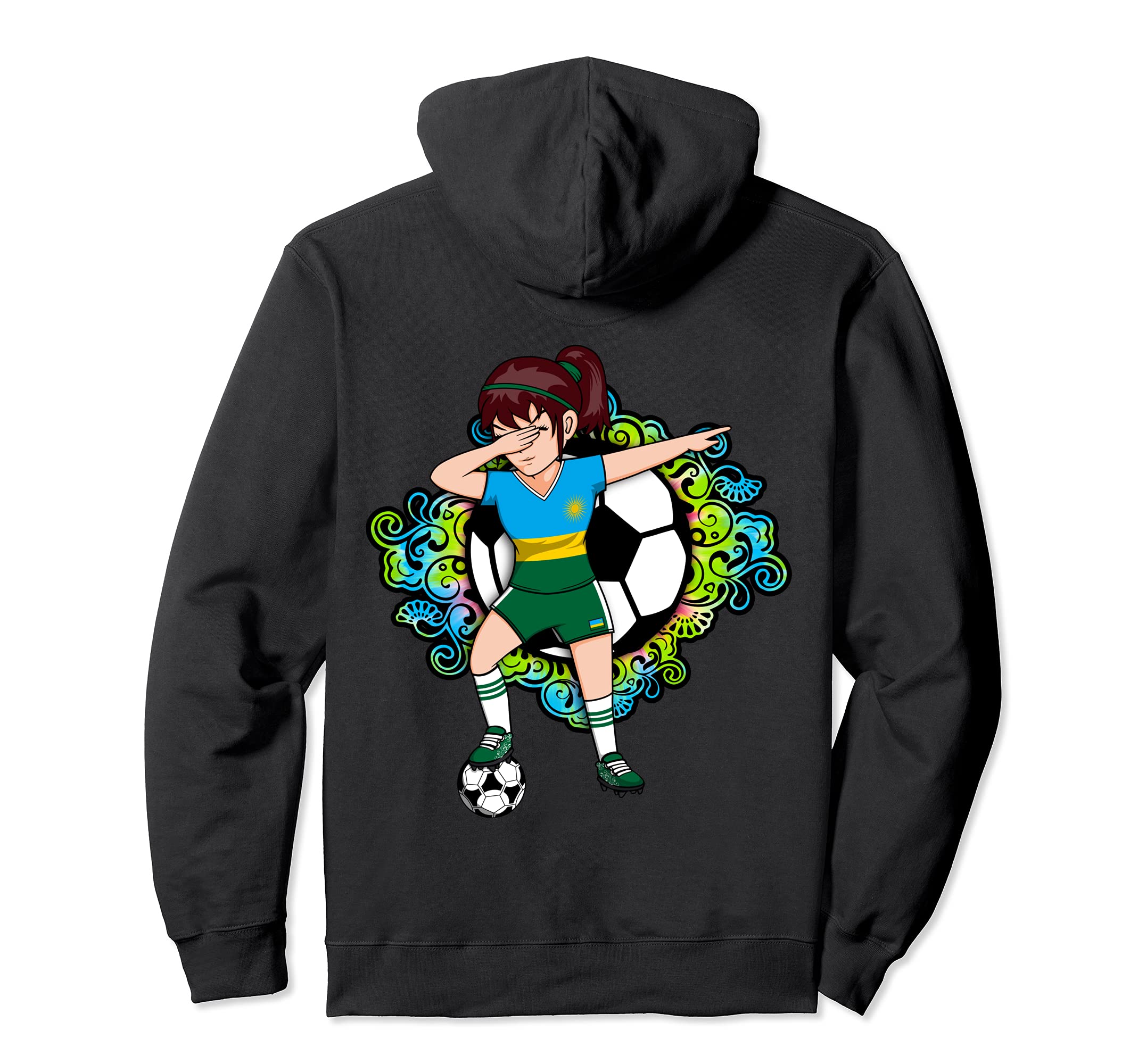 Dabbing Soccer Rwanda Fan Jersey Hoodie - Fun Novelty Design for Adults - T-Shirt, Sweatshirt, Hoodie