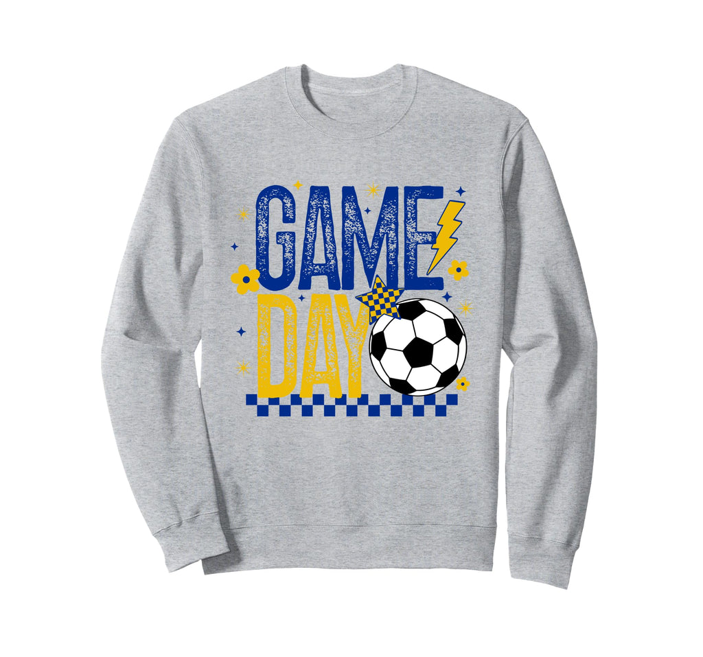 Game Day Soccer Season Blue Gold Sweatshirt - Graphic Print Unisex - T-Shirt, Sweatshirt, Hoodie
