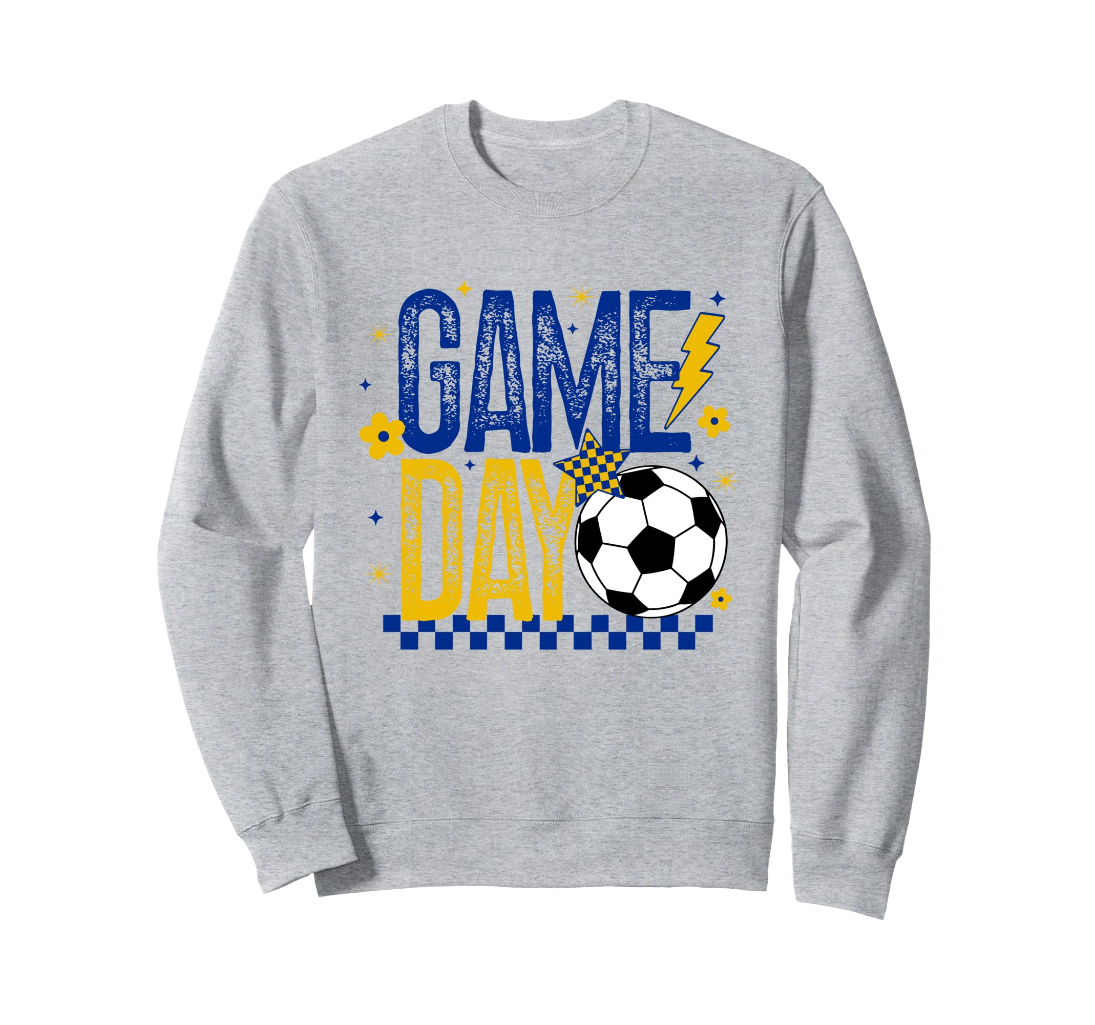 Game Day Soccer Season Blue Gold Sweatshirt - Graphic Print Unisex - T-Shirt, Sweatshirt, Hoodie
