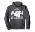 Alaska Last Frontier Est 1959 Grizzly Bear Hoodie - Graphic Print Unisex - T-Shirt, Sweatshirt, Hoodie