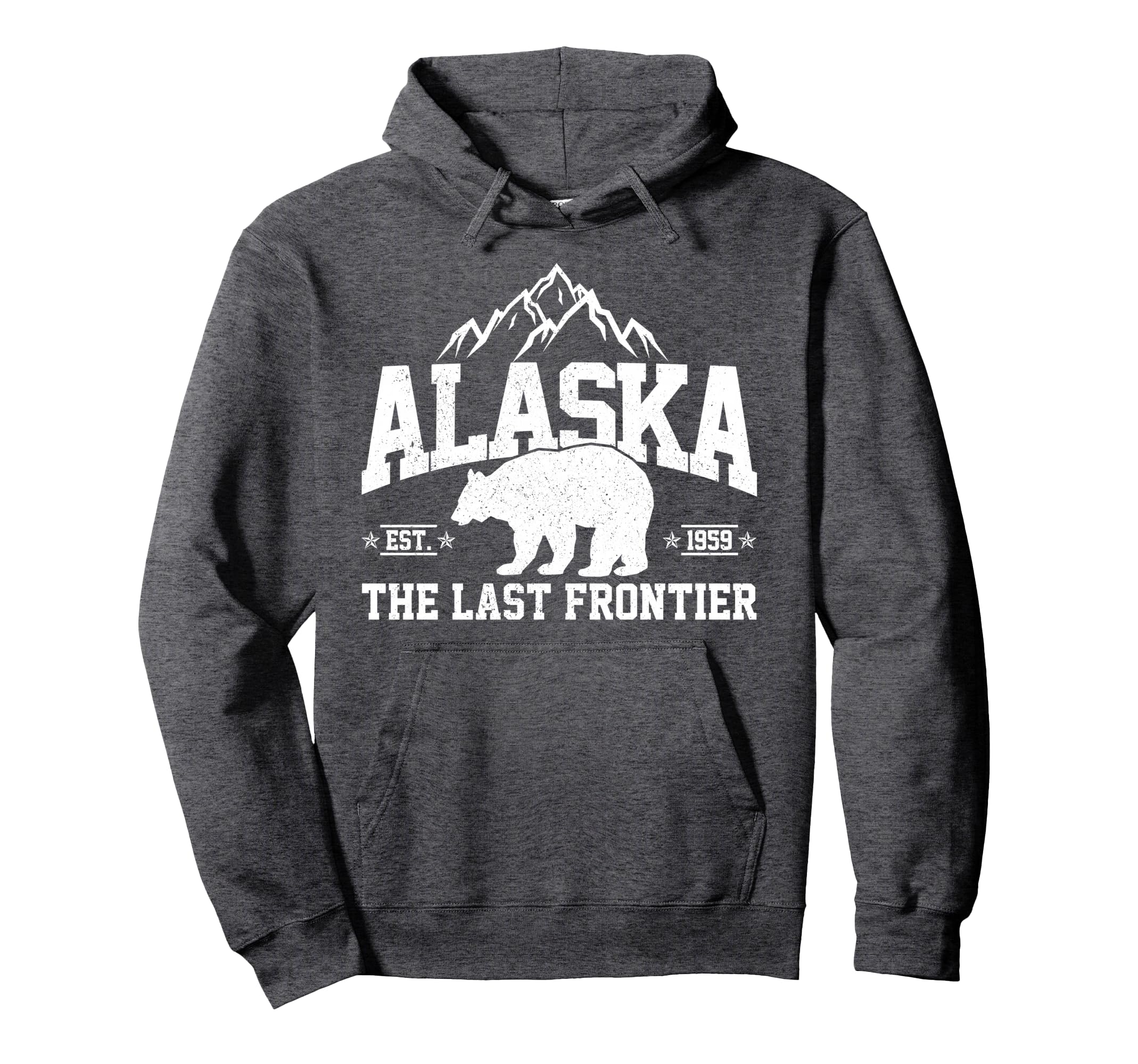 Alaska Last Frontier Est 1959 Grizzly Bear Hoodie - Graphic Print Unisex - T-Shirt, Sweatshirt, Hoodie