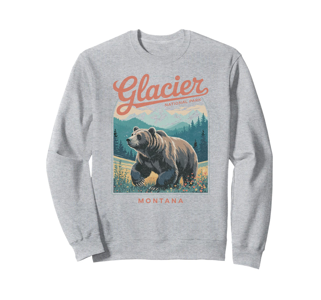 Glacier National Park Montana Usa Sweatshirt - Trendy Graphic for Adults - T-Shirt, Sweatshirt, Hoodie