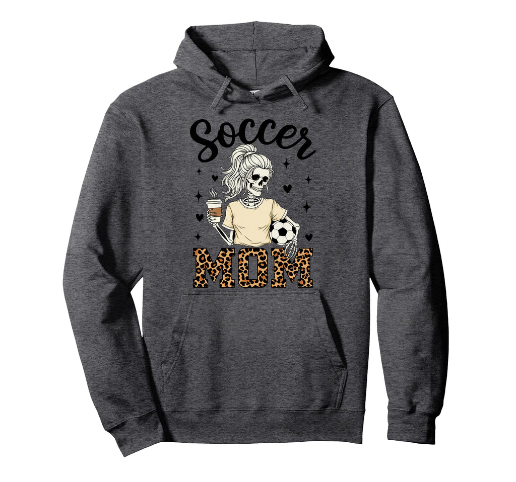 Skeleton Soccer Mom Coffee Leopard Hoodie - Unique Graphic for Adults - T-Shirt, Sweatshirt, Hoodie