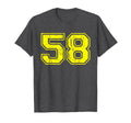 Number 58 Varsity Distressed Sport T-Shirt - Novelty Apparel for Adults - T-Shirt, Sweatshirt, Hoodie