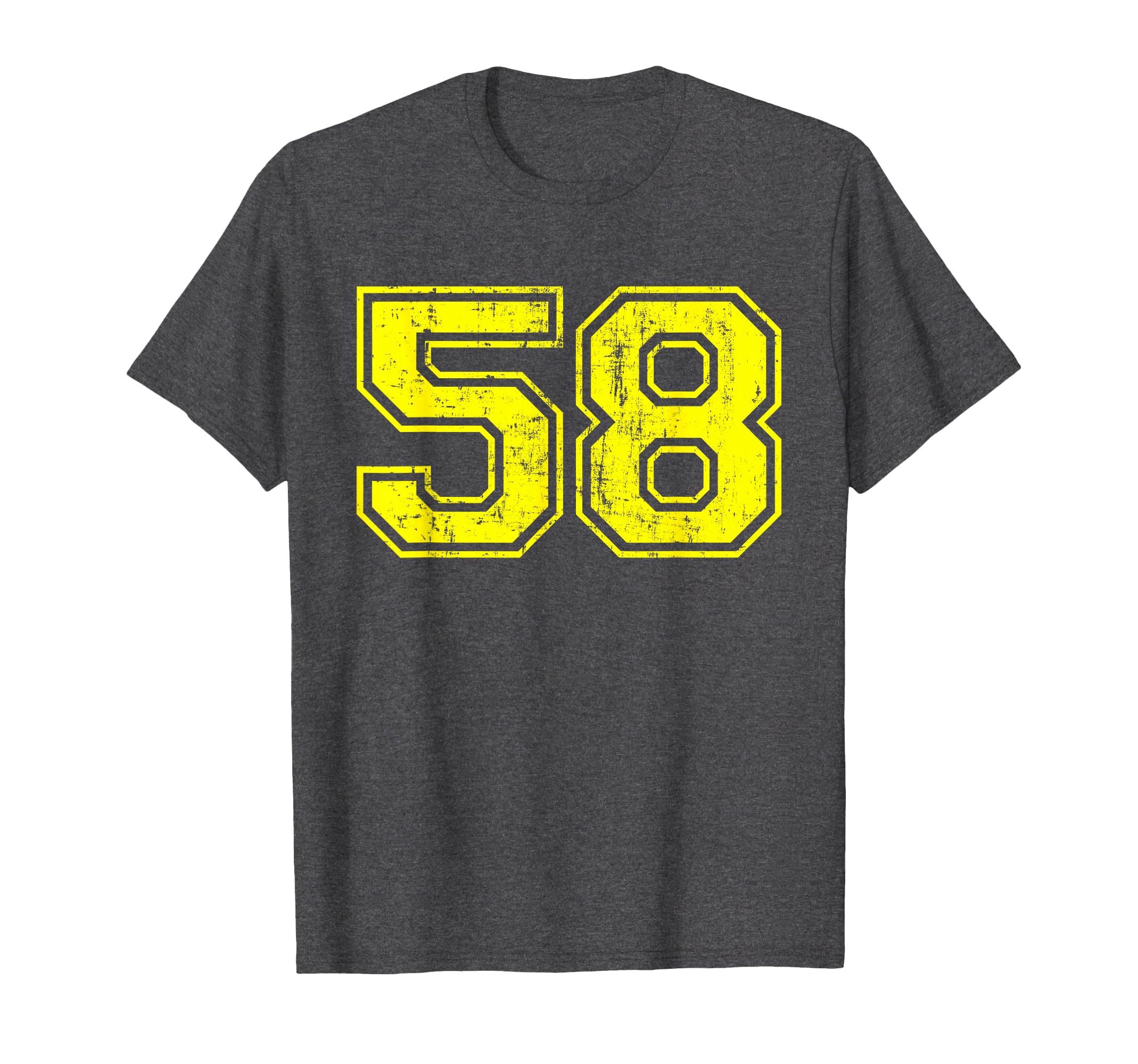 Number 58 Varsity Distressed Sport T-Shirt - Novelty Apparel for Adults - T-Shirt, Sweatshirt, Hoodie