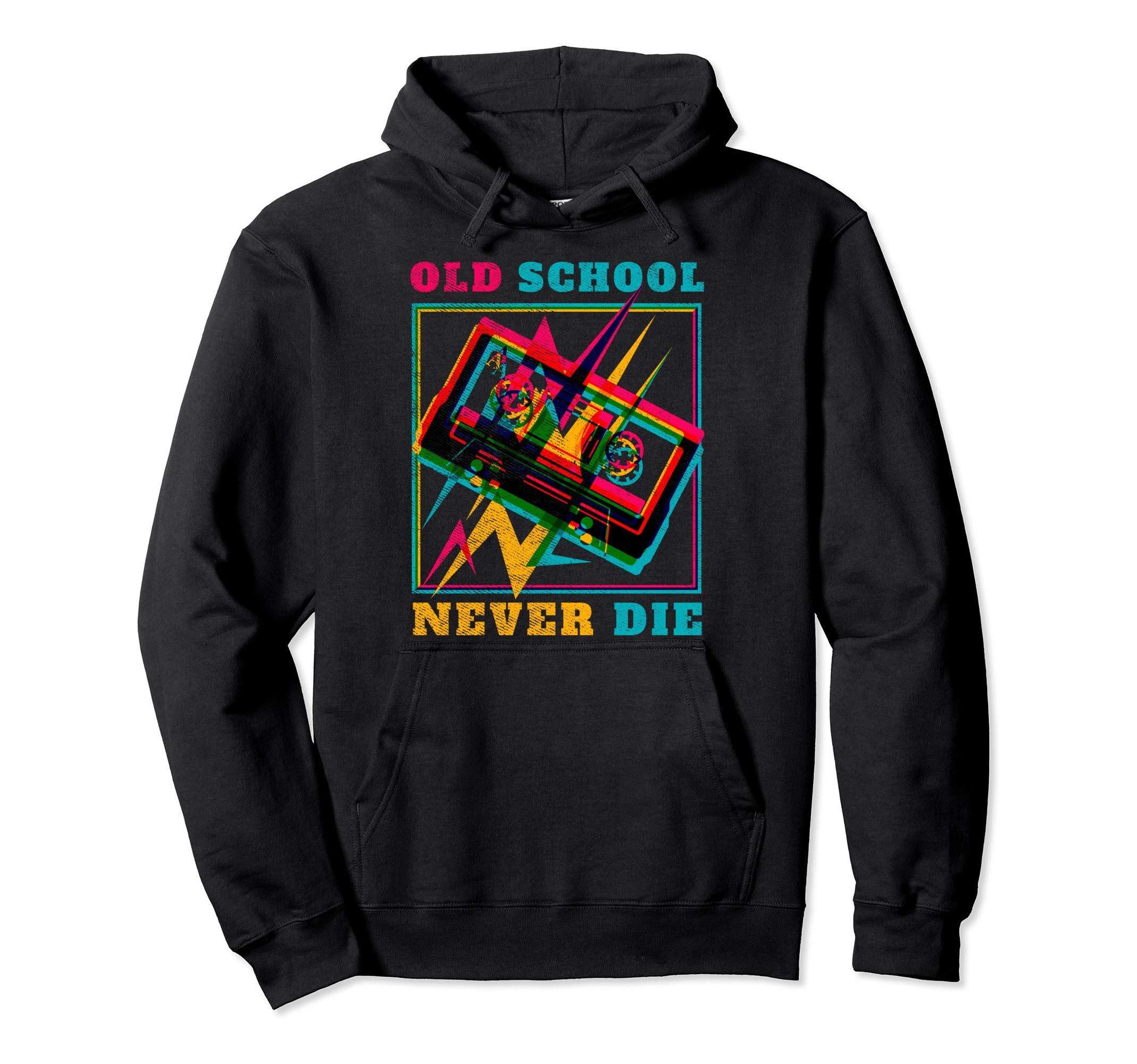 Old Schcool Never Die Cassette Mix Hoodie - Novelty Apparel for Adults - T-Shirt, Sweatshirt, Hoodie
