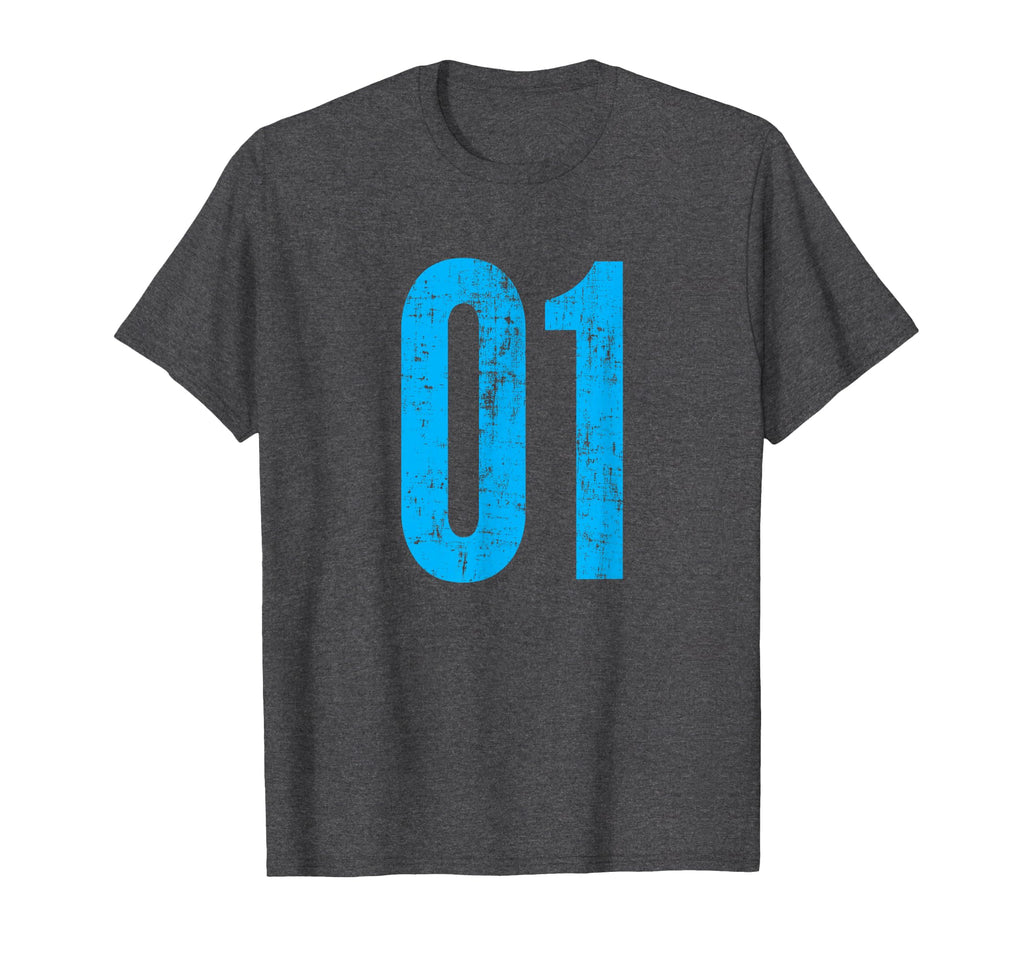 Number 01 One Distressed Sport Team T-Shirt - Minimalist Print Men Women - T-Shirt, Sweatshirt, Hoodie