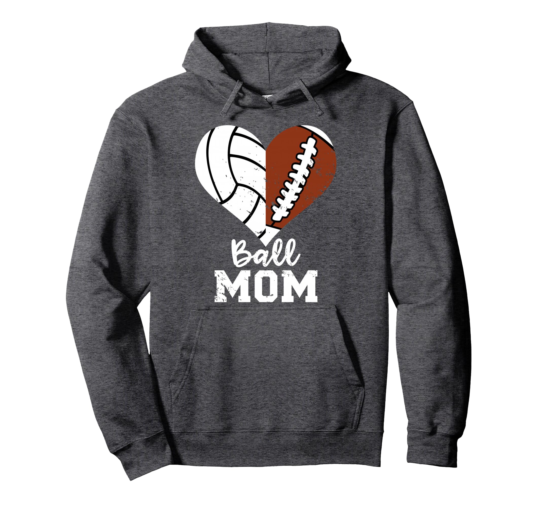 Ball Mom Heart Funny Football Volleyball Hoodie - Custom Art Print Unisex - T-Shirt, Sweatshirt, Hoodie