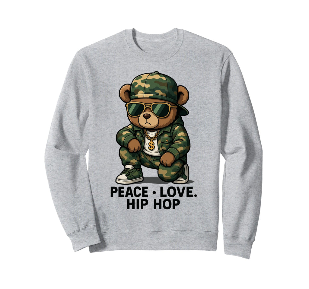 Camouflage Rapper Teddy Bear Camo Sweatshirt - Aesthetic Graphic Unisex - T-Shirt, Sweatshirt, Hoodie