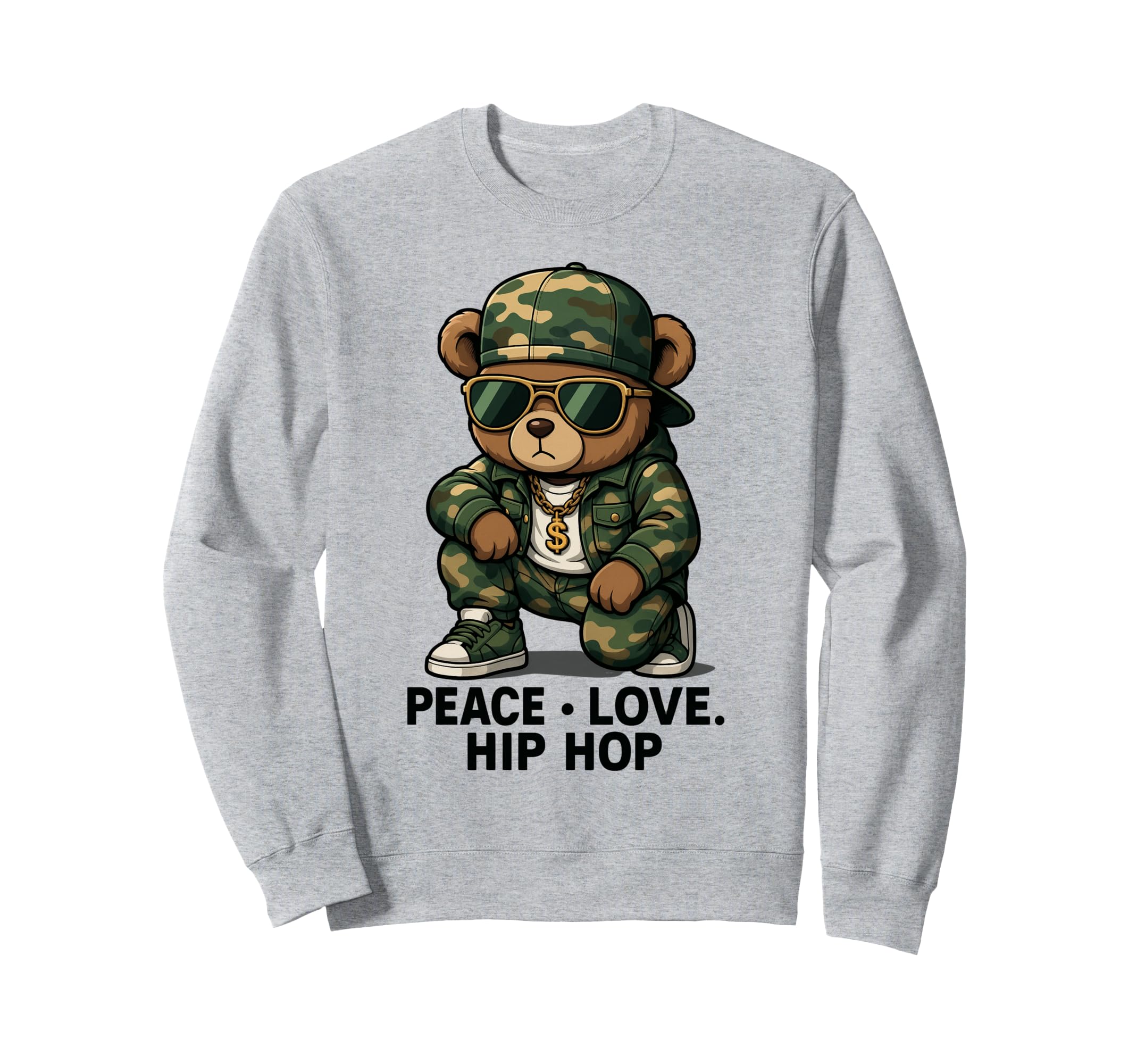 Camouflage Rapper Teddy Bear Camo Sweatshirt - Aesthetic Graphic Unisex - T-Shirt, Sweatshirt, Hoodie