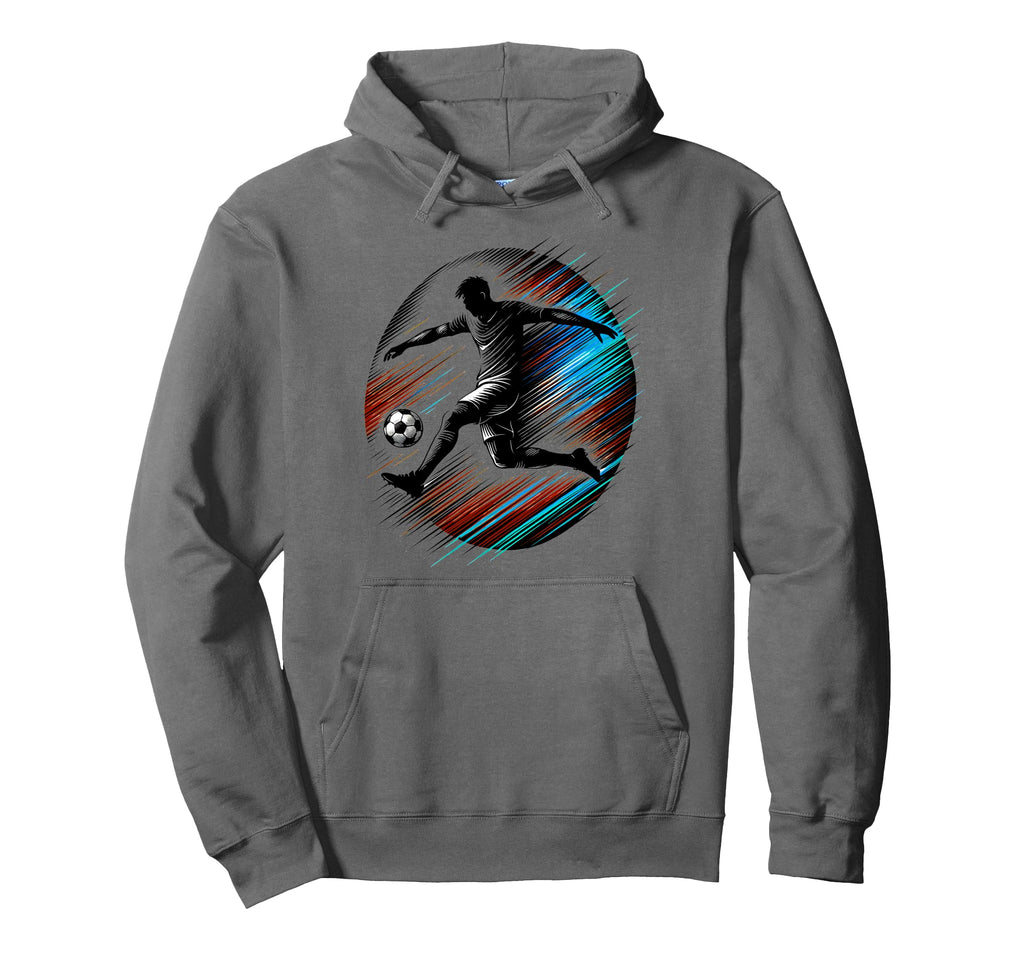 Dynamic Soccer Silhouette Mid Air Kick Hoodie - Minimalist Print Unisex - T-Shirt, Sweatshirt, Hoodie