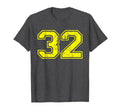 Number 32 Varsity Distressed Sport T-Shirt - Novelty Apparel for Adults - T-Shirt, Sweatshirt, Hoodie
