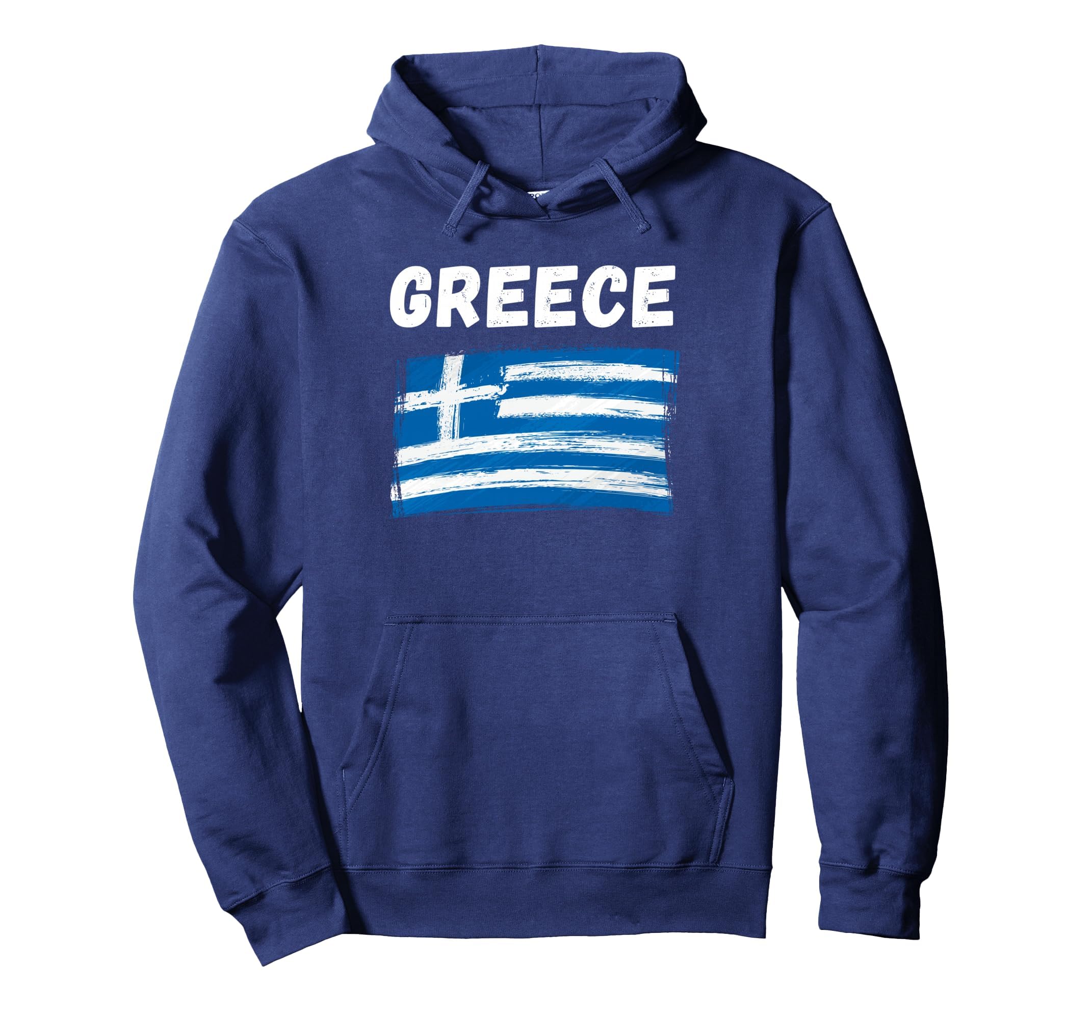 Greece Flag Holiday Grunge Greek Flag Hoodie - Aesthetic Graphic Men Women - T-Shirt, Sweatshirt, Hoodie