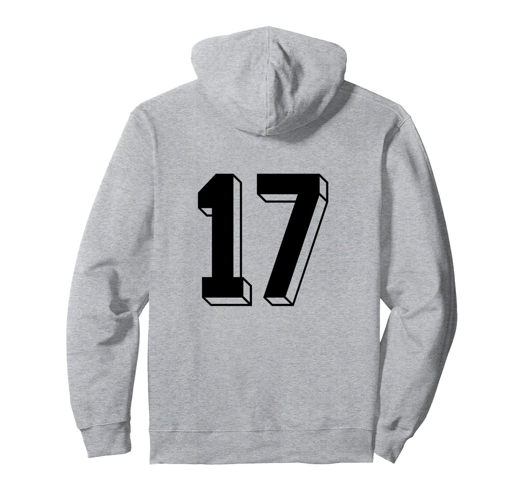 Number 17 Backside 80S 90S Team Jersey Hoodie - Novelty Apparel for Adults - T-Shirt, Sweatshirt, Hoodie