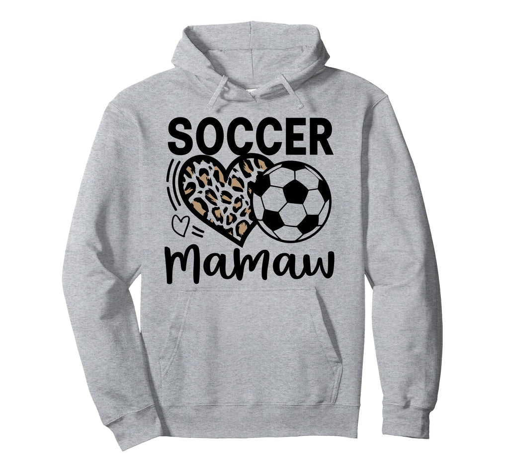 Soccer Mamaw Leopard Heart Soccer Lover Hoodie - Minimalist Print Men Women - T-Shirt, Sweatshirt, Hoodie