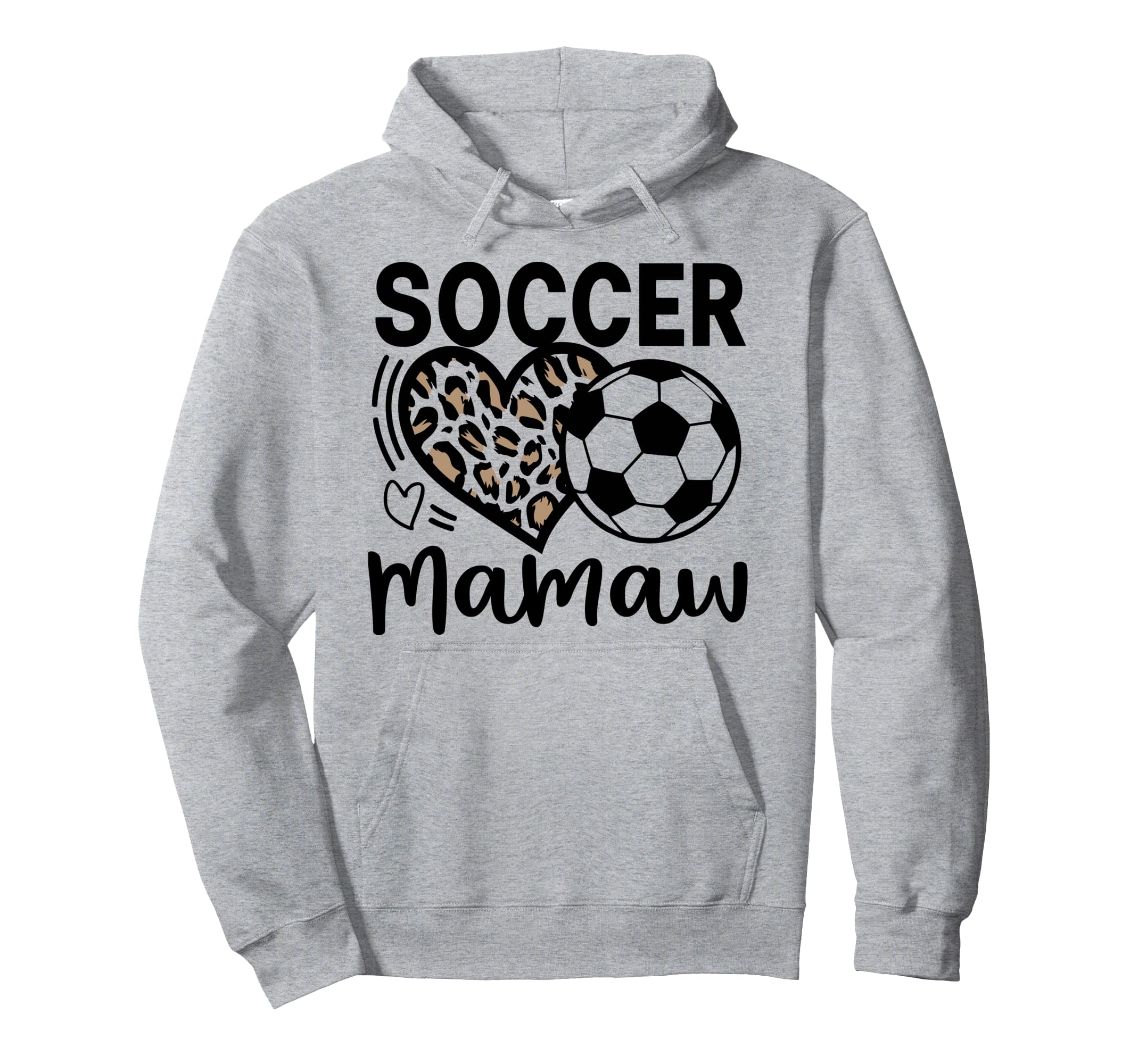 Soccer Mamaw Leopard Heart Soccer Lover Hoodie - Minimalist Print Men Women - T-Shirt, Sweatshirt, Hoodie