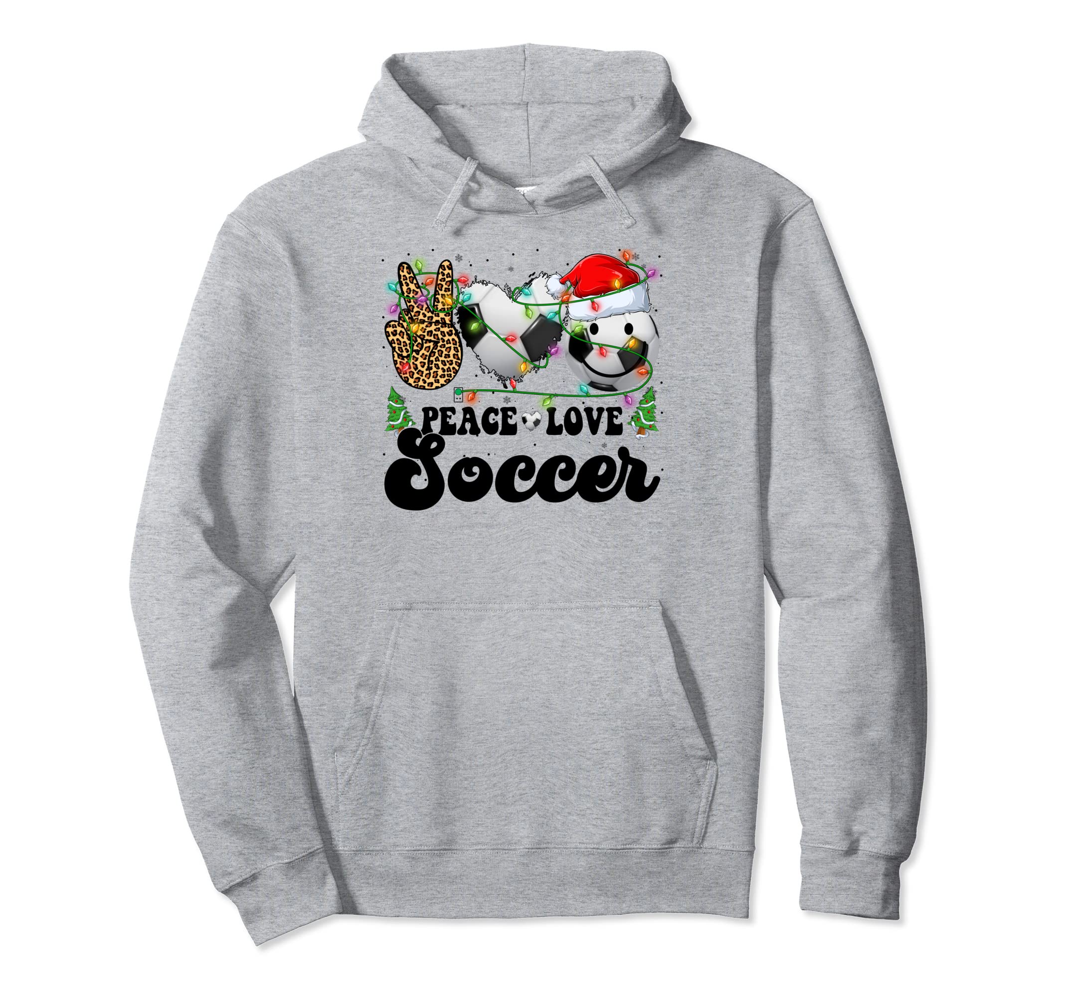 Groovy Peace Love Soccer Lights Pjs Hoodie - Graphic Print Unisex - T-Shirt, Sweatshirt, Hoodie