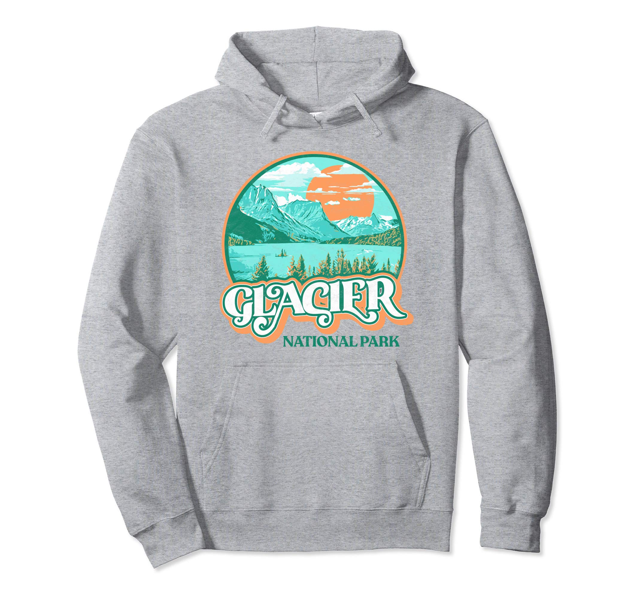 Glacier National Park Montana 80S Chill Hoodie - Minimalist Print Men Women - T-Shirt, Sweatshirt, Hoodie