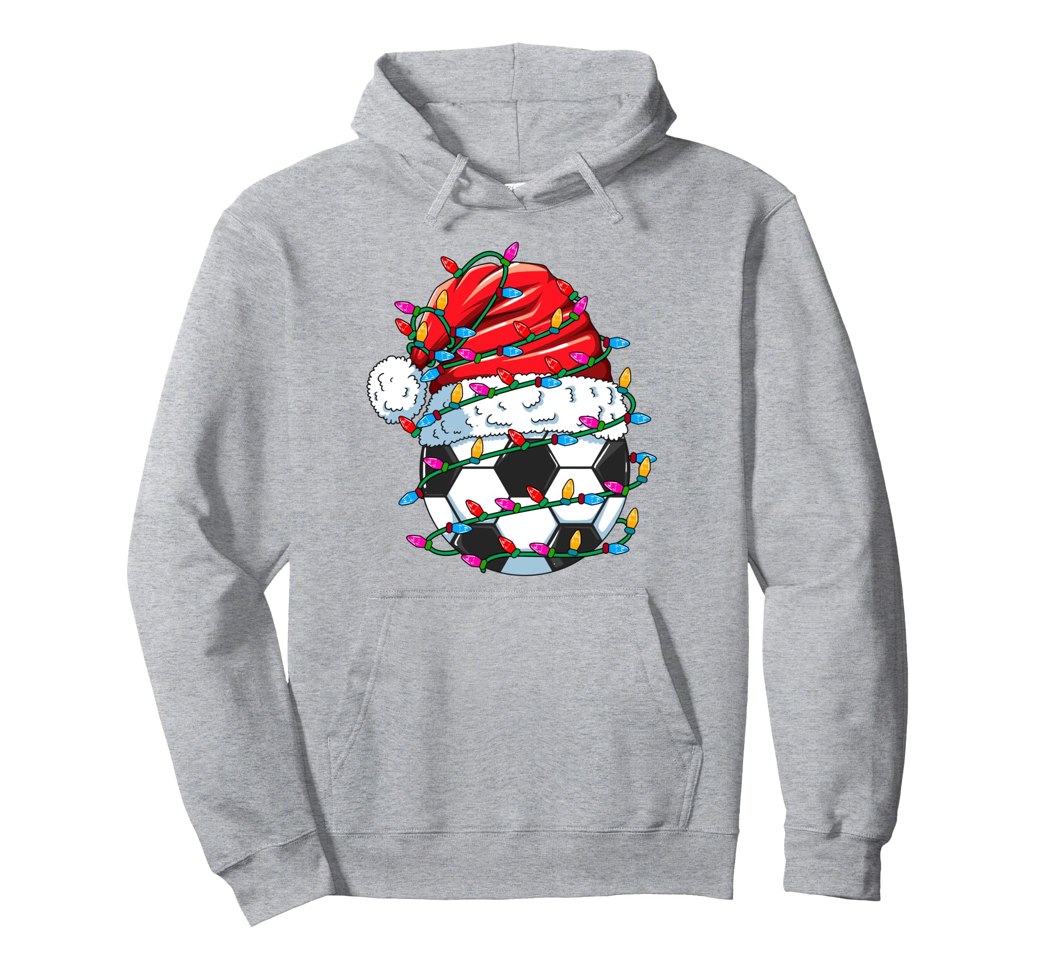 Santa Soccer Vibes Soccer Ball Lights Hoodie - Novelty Apparel Men Women - T-Shirt, Sweatshirt, Hoodie