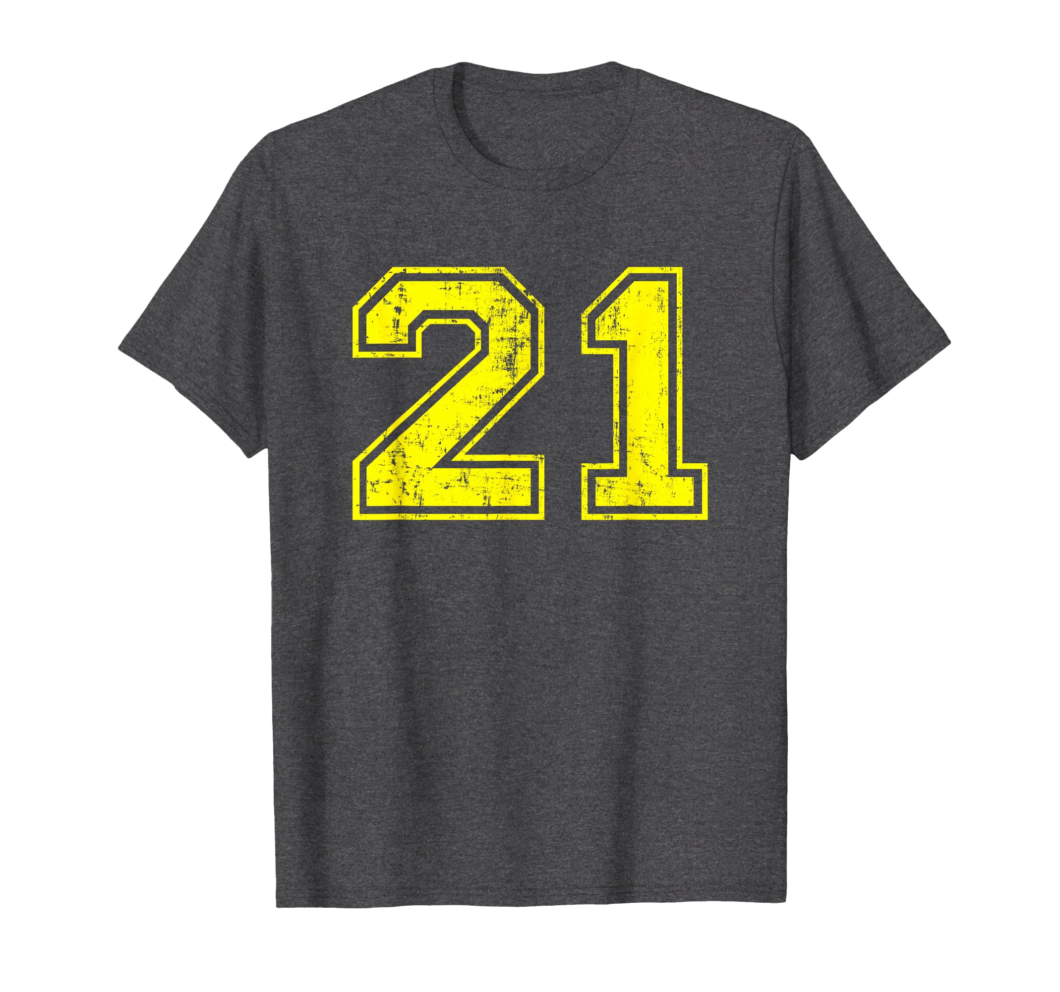 Number 21 Varsity Distressed Sport T-Shirt - Custom Art Print for Adults - T-Shirt, Sweatshirt, Hoodie