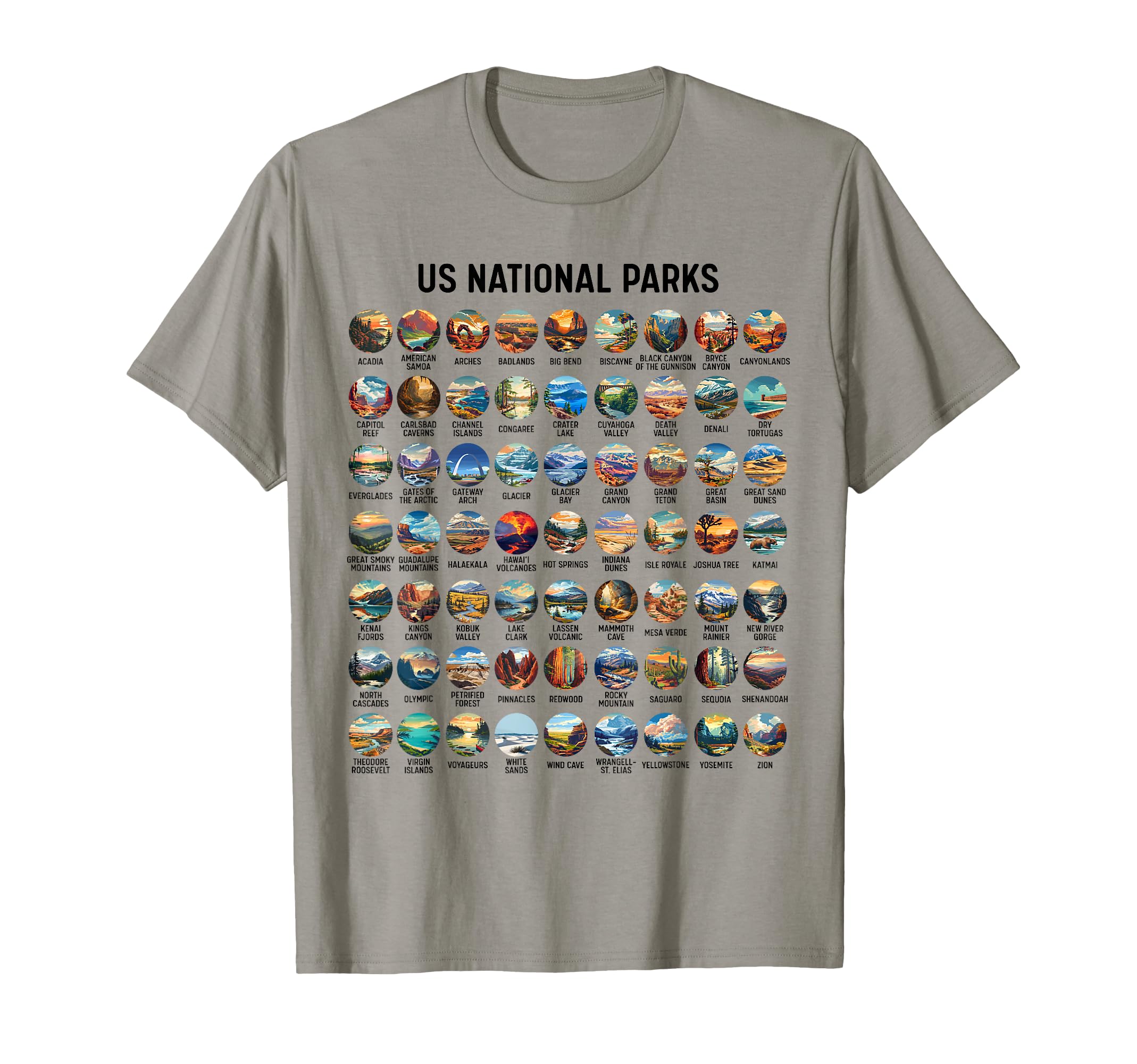 All Us National Park Checklist T-Shirt - Fun Novelty Design Men Women - T-Shirt, Sweatshirt, Hoodie