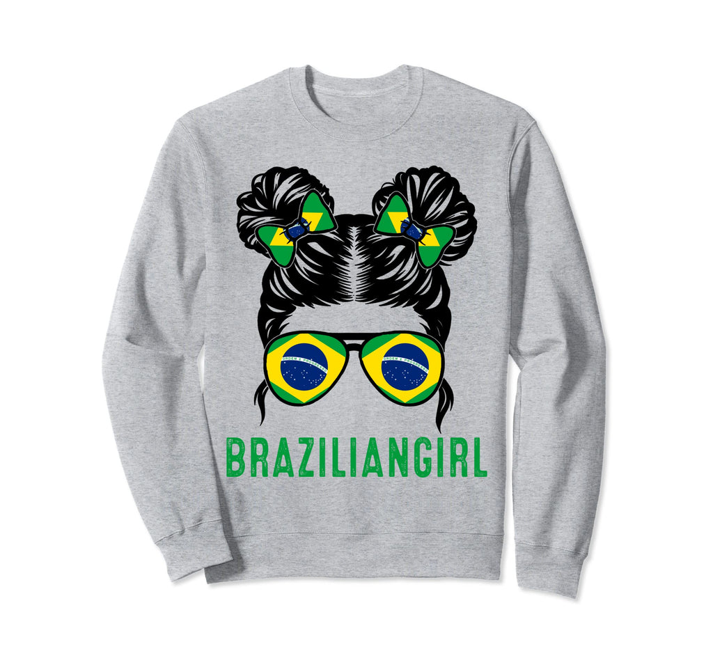 Chica Brazil Flag Brazilian Messy Sweatshirt - Unique Graphic Men Women - T-Shirt, Sweatshirt, Hoodie
